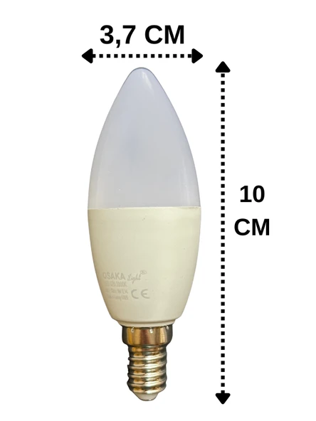 (4 Adet) Osaka 9W (70W) Sarı Işık (3000K) E14 Duylu (İnce Duy) Led Mum Ampul - Resim 3
