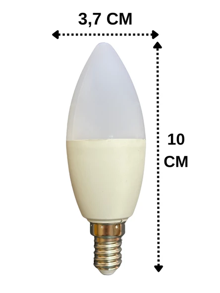 (6 Adet) Osaka 9W (70W) Beyaz Işık (6500K) E14 Duylu (İnce Duy) Led Mum Ampul - Resim 3