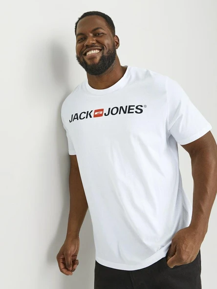 Jack Jones Carp Logo Büyük Beden Erkek Tişört 12184987 - 3