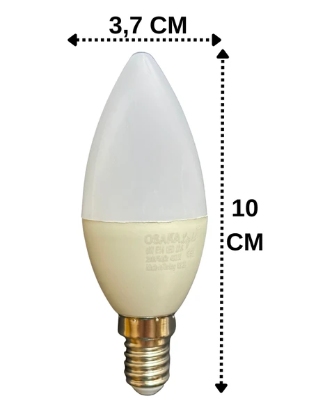 (4 Adet) Osaka 6W (50W) Günışığı (4000K) E14 Duylu (İnce Duy) Led Mum Ampul - Resim 3