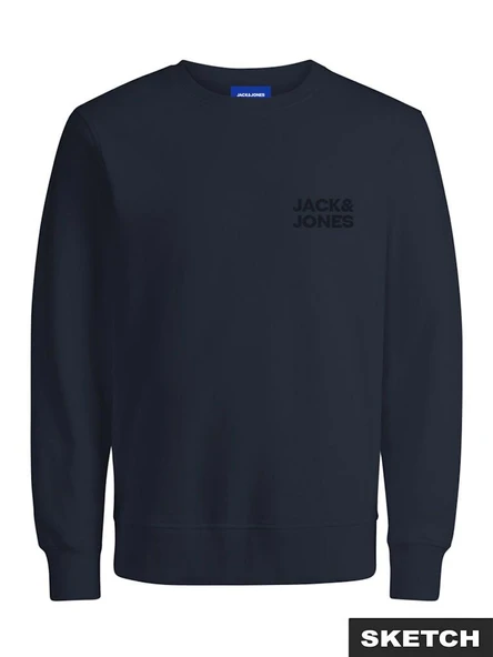 Jack Jones Logo Bisiklet Yaka Relax Fit Erkek Sweat 12290659 - 1