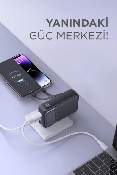 1027 20000 mAh Type-C Lightning 22,5 W Hızlı Şarj Dijital Göstergeli Powerbank - 3