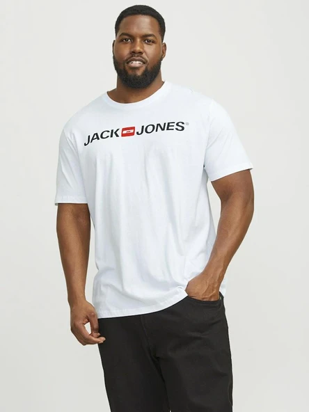 Jack Jones Carp Logo Büyük Beden Erkek Tişört 12184987 - 1