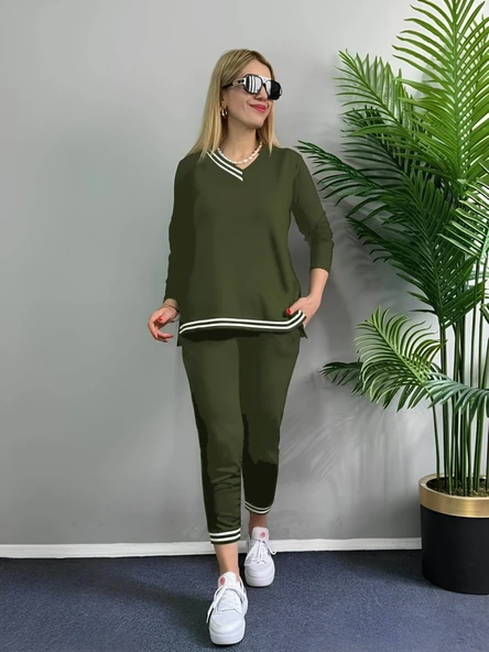 Kadın Uzun Kollu Ribana Detay Viskon Iki Iplik Ikili Takım ürün görseli