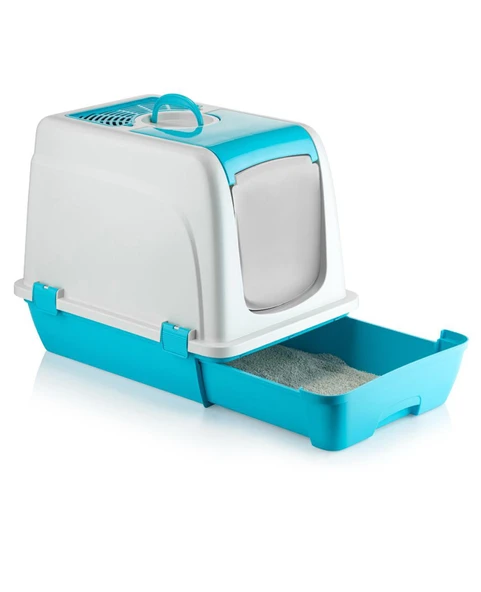 Orta Boy Çekmeceli Kapalı Kedi Tualeti Kürek Hediyeli 47 x 23,5 x 55cm - 11