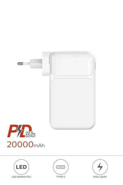 1027 20000 mAh Type-C Lightning 22,5 W Hızlı Şarj Dijital Göstergeli Powerbank - 5