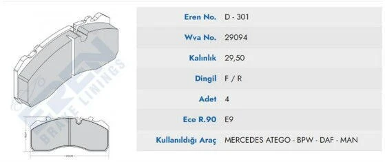 DISK BALATA MERCEDES ACTROS / MAN TGA ON - ARKA 29094 ürün görseli