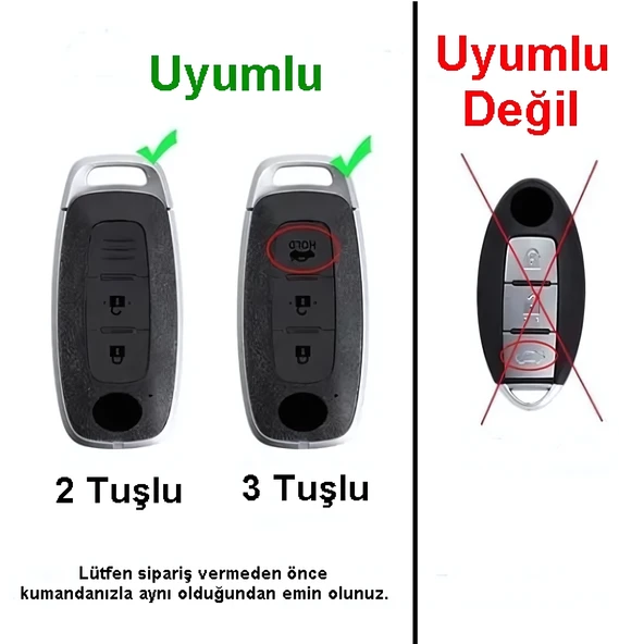 Nissan Yeni Kasa Uyumlu Qashqai  X-Trail Juke Smart Kumanda Anahtar Kılıfı Oto Anahtarlık - Resim 10