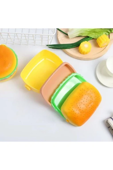 Dikdörtgen Hamburger Beslenme Kutusu Yemek Kuruyemiş Salata Saklama Kabı Okul Menü Çocuk Çantası - 2