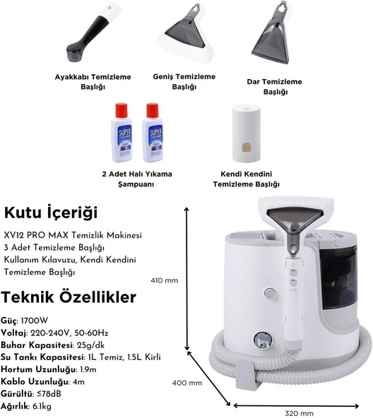 Yui XV12 Pro Max Buharlı Halı Yıkama Makinesi - 3