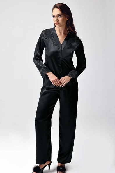 9950-PT Saten Dantel Detaylı Pijama Takımı ürün görseli