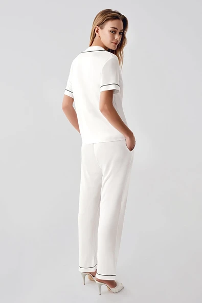 324 Kadın 4'Lü Sabahlıklı Şorlu Pijama Takımı - Resim 4