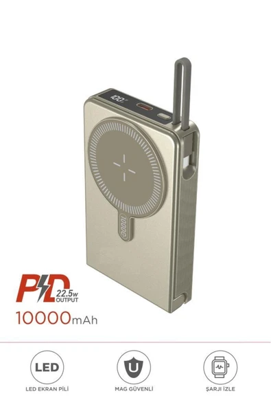 1019 10000 mAh MagSafe (Kablosuz) Type-C 22,5 W Hızlı Şarj Powerbank - 6