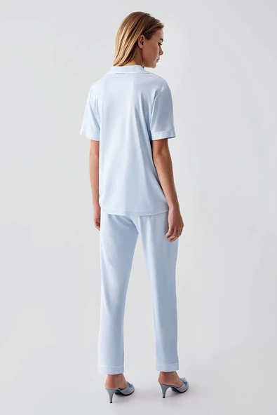 324 Kadın 4'Lü Sabahlıklı Şorlu Pijama Takımı - Resim 4