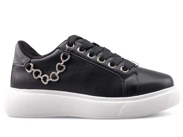Flet Günlük Kadın Spor Ayakkabı Sneaker Zincir Detaylı 335 - Resim 5