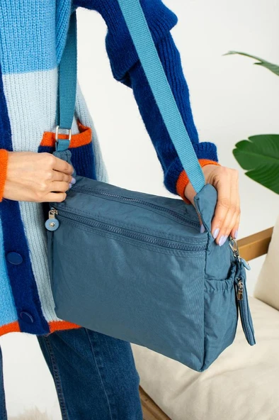 Klinkır Kadın Postacı Çanta Çok Cepli 30*20 Cm Su İtici Kumaş Bayan Çapraz Askılı Omuz Çantası - Resim 6