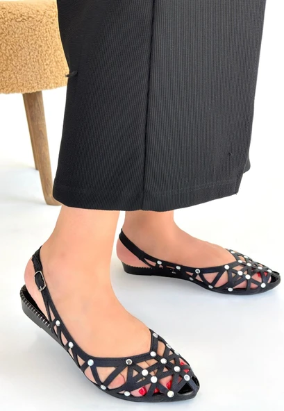 Faty Siyah Cilt Babet Ayakkabı - Resim 3