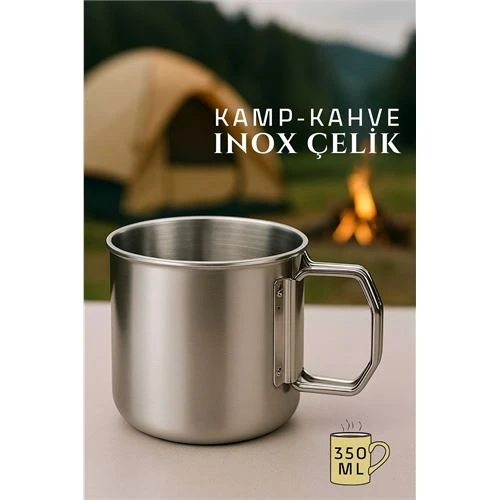 Inox Çelik Kamp Kupası - Inox Kamp Bardağı Profesyonel Inox Çelik 350 ml - 1