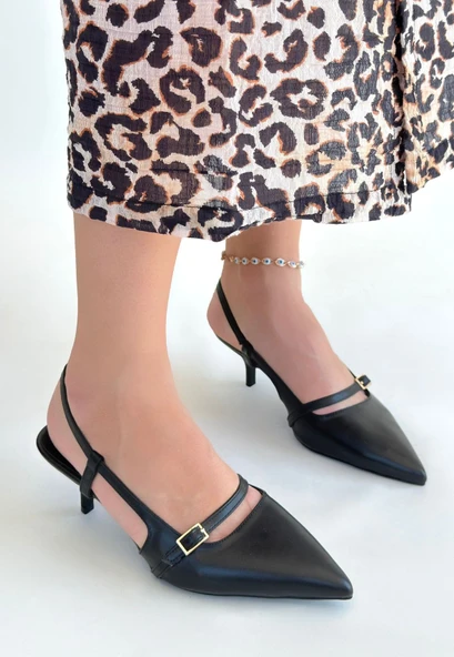Darina Siyah Cilt Topuklu Ayakkabı ürün görseli 1