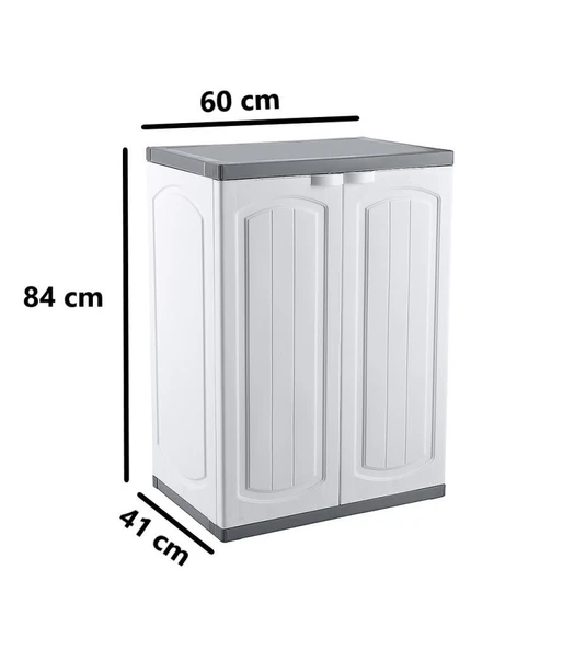 Omnipazar CLK-805 Plastik 2 Kapaklı Çok Amaçlı Banyo Dolabı Demonte Beyaz - 2