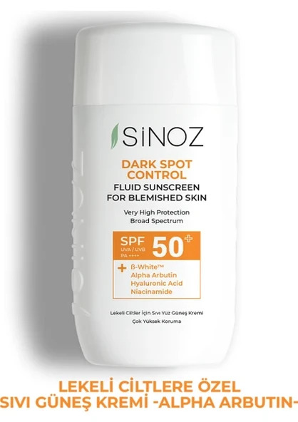 Sinoz Spf50 Koyu Cilt Lekelerine Etkili Sıvı Yüz Güneş Kremi - Yeni Nesil Güneş Filtreleri Hibrit Formül - 2