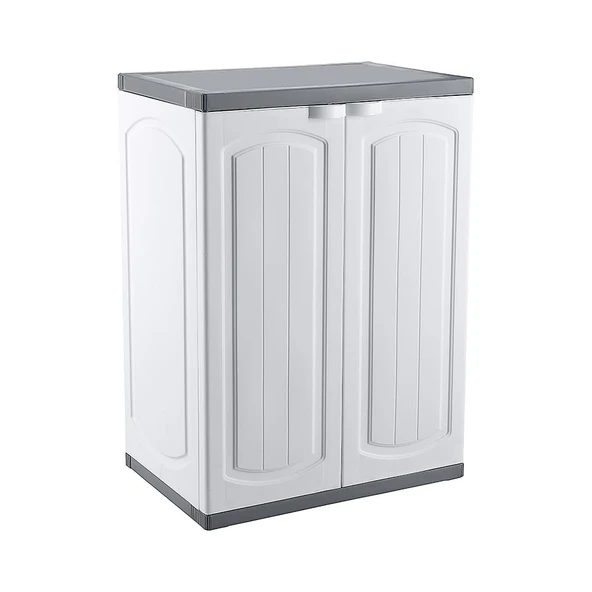 Omnipazar CLK-805 Plastik 2 Kapaklı Çok Amaçlı Banyo Dolabı Demonte Beyaz