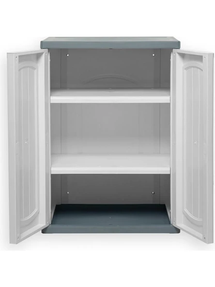 Omnipazar CLK-805 Plastik 2 Kapaklı Çok Amaçlı Banyo Dolabı Demonte Beyaz - 4