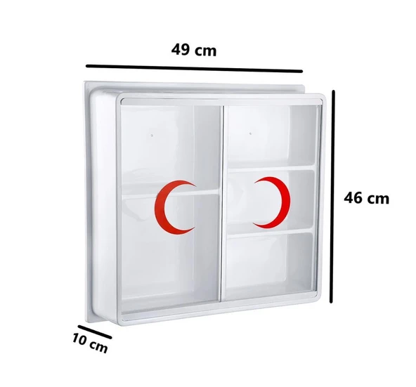 Omnipazar CLK-157 Plastik Büyük İlk Yardım Ecza Dolabı 5 Bölmeli Beyaz - 2