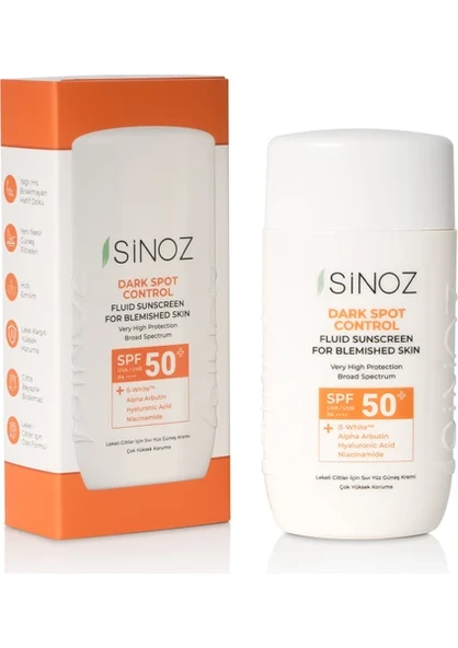 Sinoz Spf50 Koyu Cilt Lekelerine Etkili Sıvı Yüz Güneş Kremi - Yeni Nesil Güneş Filtreleri Hibrit Formül - 1