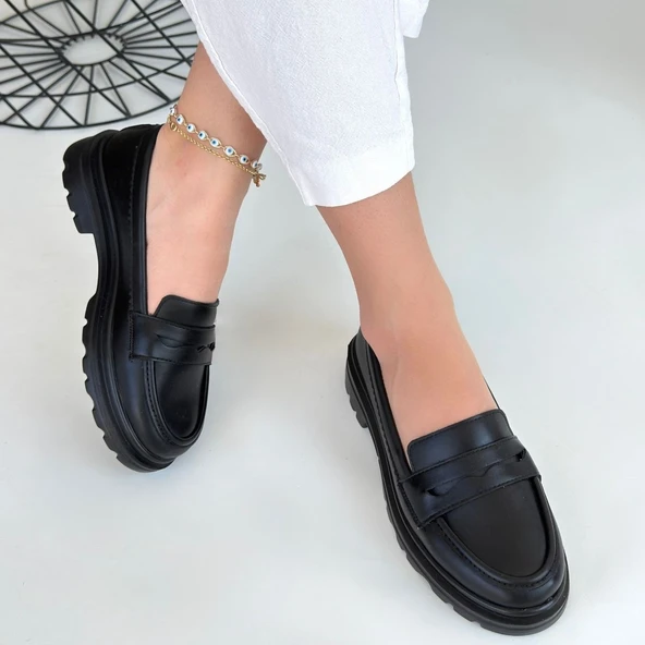 Narli Siyah Cilt Oxford Ayakkabı - Resim 4