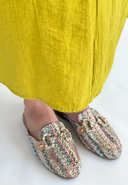 Yenda Renkli Dokumalı Terlik ürün görseli 1