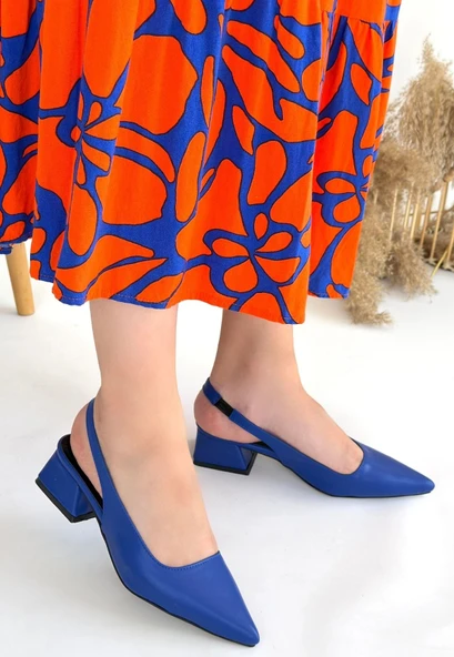Morji Mavi Cilt Topuklu Ayakkabı ürün görseli 1