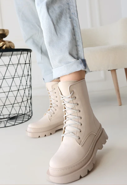 Orge Bej Cilt Bağcıklı Bot - Resim 3