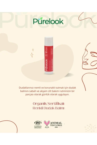 Purelook Renkli Lip Balm 5 ML Organik - 7