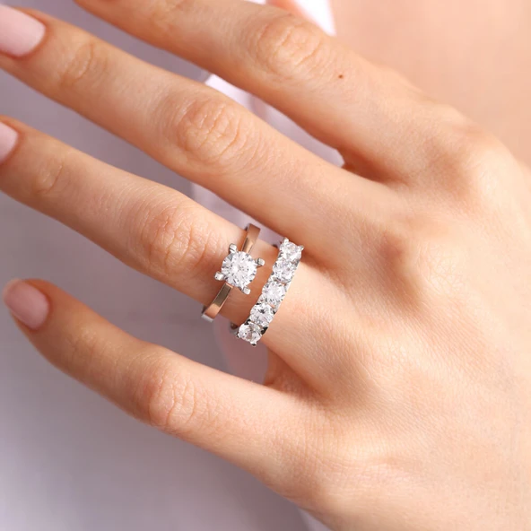 Tektaş & Beştaş Beyaz Altın Yüzük