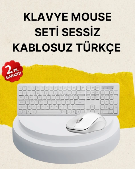 Tam Boy Kablosuz Klavye Mouse Seti - Gelişmiş Bağlantı ve Sessiz Performans ürün görseli 1