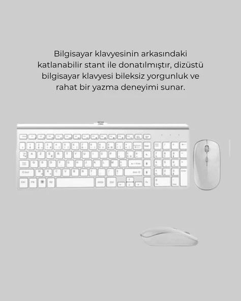 USB Alıcılı Kablosuz Klavye Mouse - Geniş Uyumluluk, Sessiz Tuşlar - 5
