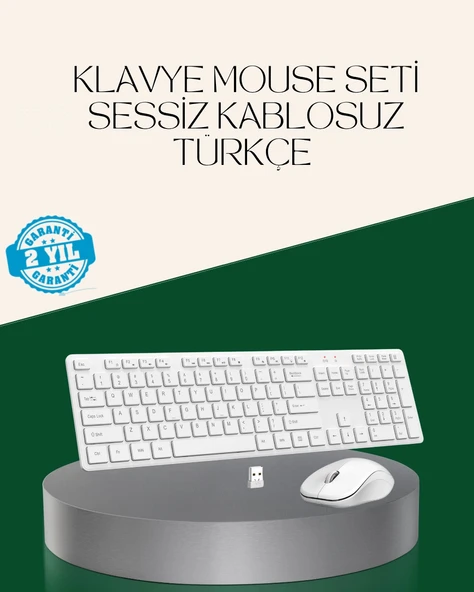 Ergonomik Kablosuz Klavye Mouse Takımı - Tam Boy, Sessiz ve Güvenilir - 1