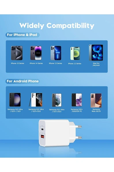 Android/İphone/Tablet/Samsung Uyumlu 33w Pd Type-c / Type-a Hızlı Çoklu Şarj Adaptörü Aleti - 4