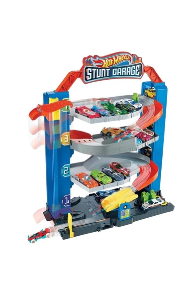Hot Wheels Mini Garaj Oyun Seti GNL70 - Asansörlü Katlı Otopark ve Araba, Canlı Renklerle Şehir Teması - Resim 3