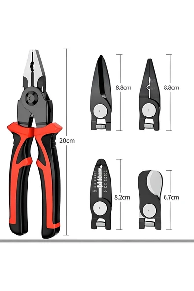 5 Başlıklı Pense Seti Kablo Pensesi Çok Amaçlı Fonksiyonlu Değiştirilebilir 2 Yıl Garanti - 2