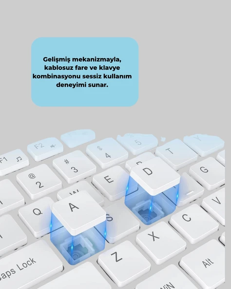 USB Alıcılı Kablosuz Klavye Mouse - Geniş Uyumluluk, Sessiz Tuşlar - 2