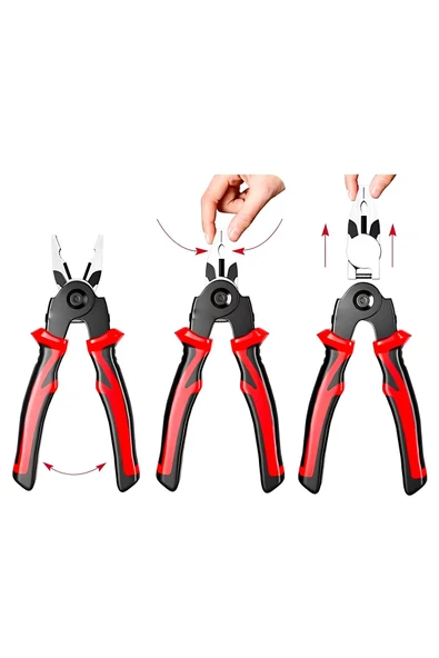 5 Başlıklı Pense Seti Kablo Pensesi Çok Amaçlı Fonksiyonlu Değiştirilebilir 2 Yıl Garanti - 3