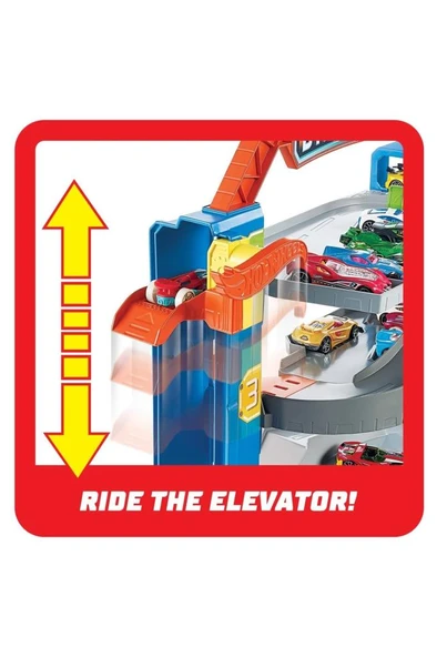 Hot Wheels Mini Garaj Oyun Seti GNL70 - Asansörlü Katlı Otopark ve Araba, Canlı Renklerle Şehir Teması - Resim 4