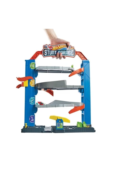 Hot Wheels Mini Garaj Oyun Seti GNL70 - Asansörlü Katlı Otopark ve Araba, Canlı Renklerle Şehir Teması - Resim 2