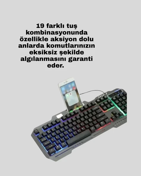 Mekanik LED Gaming Klavye Mouse Seti – Yüksek Tepki ve Ergonomi - 2