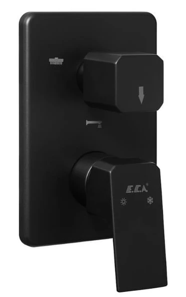 ECA Tiera Ankastre Banyo Bataryası Sıva Üstü 3 Yollu Mat Siyah, 102167335C1-K
