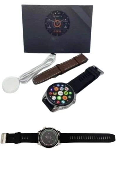 Akıllı Saat Yuvarlak Ekran Sesli Görüşme Özellikli Siyah Akıllı Unisex Kol Saati - Resim 3
