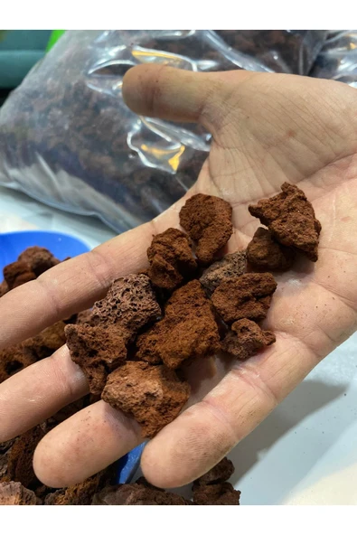 NATUREL Kırmızı Pomza Taşı 10-15 Mm 10 Lt Volkanik Ponza Lav Taşı Kaktüs Sukulent Pomzası Tarım Pomzası - 4