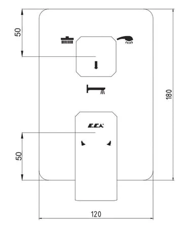 ECA Tiera Ankastre Banyo Bataryası Sıva Üstü 3 Yollu Mat Siyah, 102167335C1-K - 2